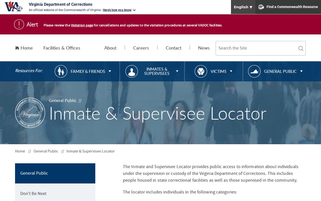 VADOC locator for state custody following a Bland County arrest