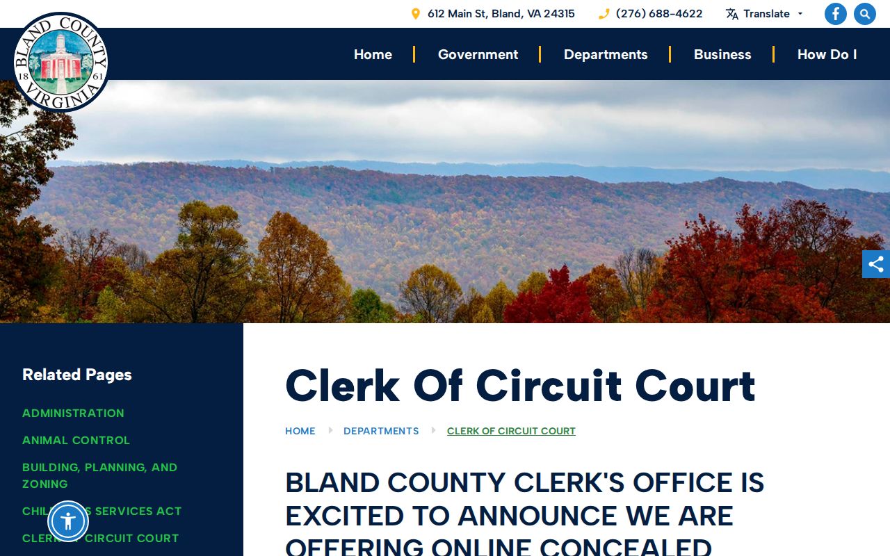 Bland County criminal court case records held by the Circuit Court Clerk