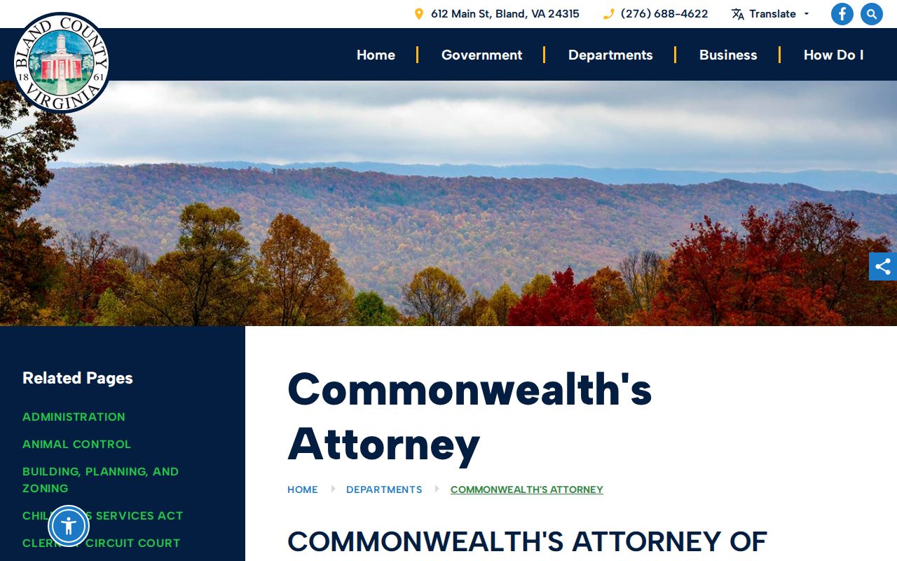 Bland County criminal court case prosecutor and Victim Witness office
