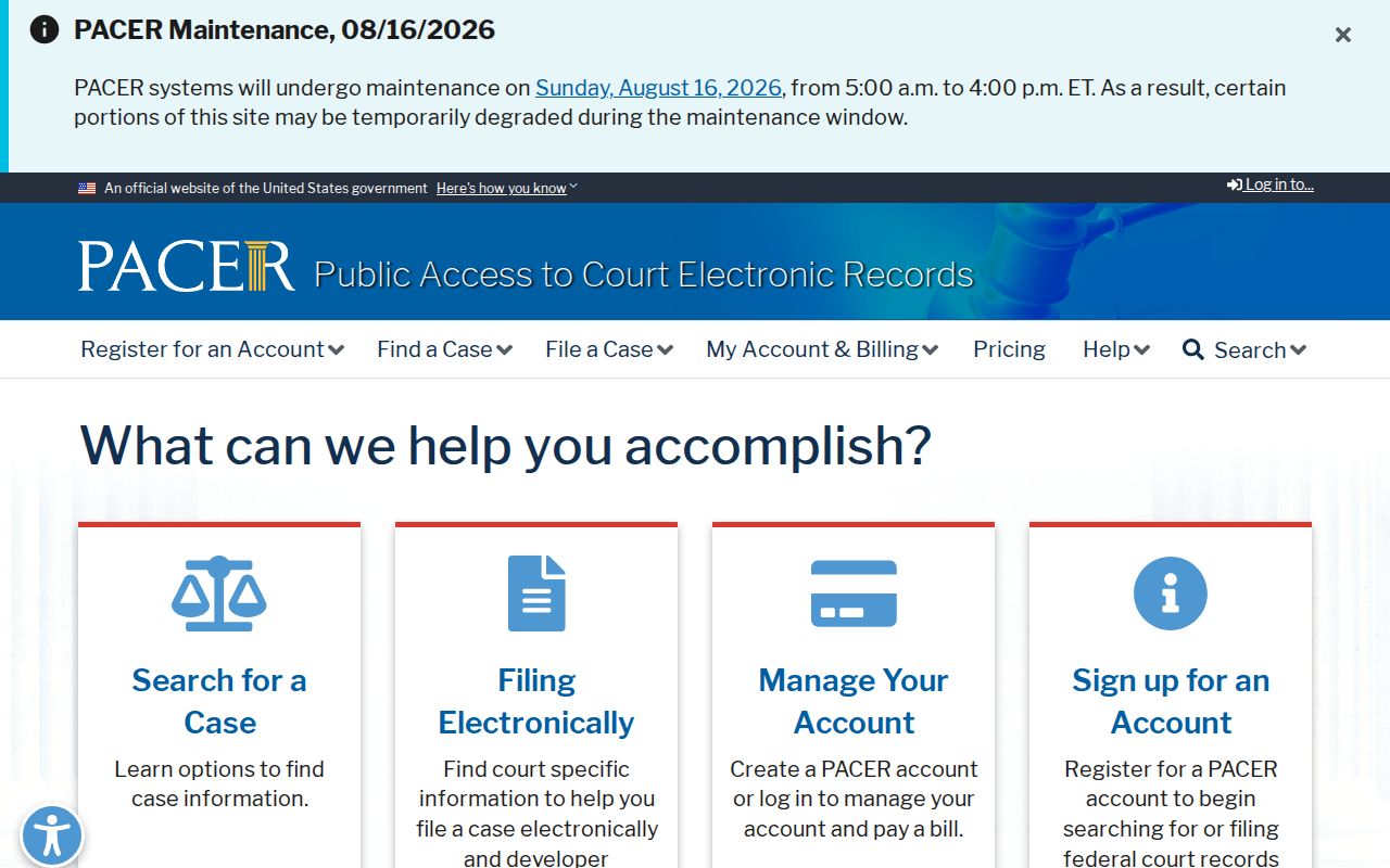 Bland County federal criminal records access through PACER