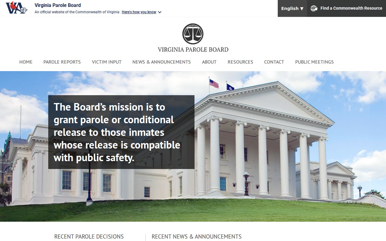 Bland County criminal history and Virginia Parole Board information